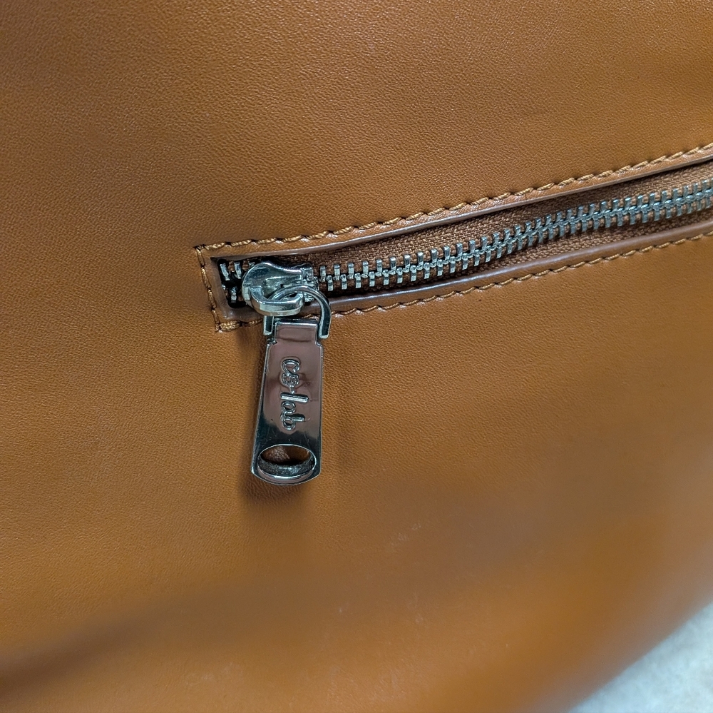 Co-Lab Cognac Leather TOTE Messenger Crossbody Bag Purse Detachable Straps Mid - Picture 12 of 12